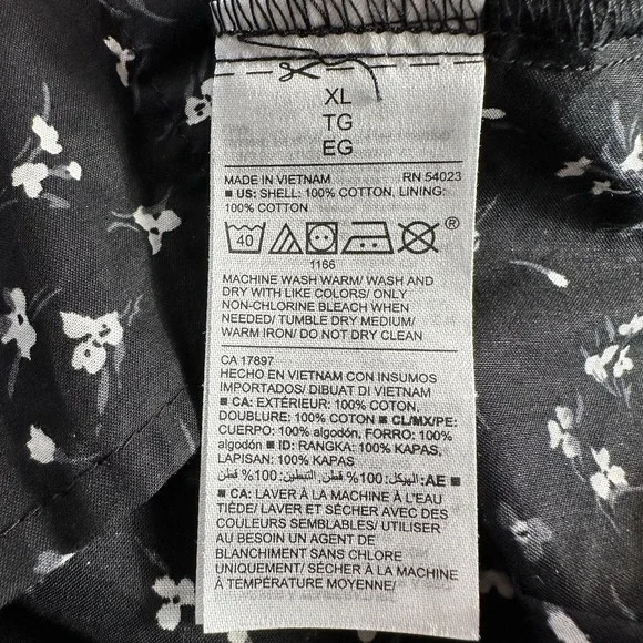 Old Navy Size X Large Black White Floral Cap Sleeve Ruffle Button Shirt Dress - Picture 8 of 9